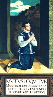 M. Mattei - Ritratto del miracolato Marchino, 1619, da cui ha inizio il culto alla Vergine
