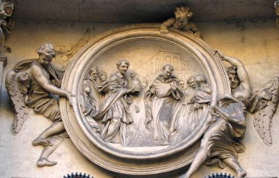 Filippo Benizi rinunzia alla tiara
tondo di Antonio Raggi (1686)
