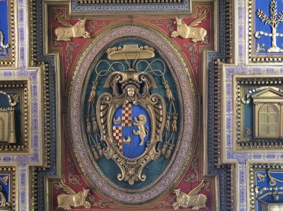 Stemma della famiglia di Giulio Vitelli
committente del soffitto 
