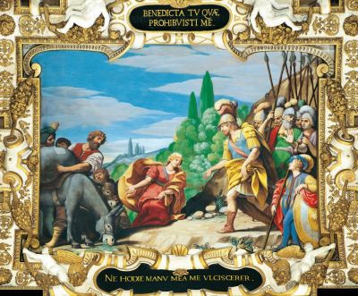 L. Spada, Abigail e Davide, 1615
Sii benedetta tu, che mi hai impedito di vendicarmi oggi con le mie mani.
