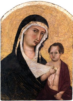 Casole d'Elsa: Madonna col Bambino - bottega di Segna di Bonaventura, noto dal 1298 al 1326.jpg
